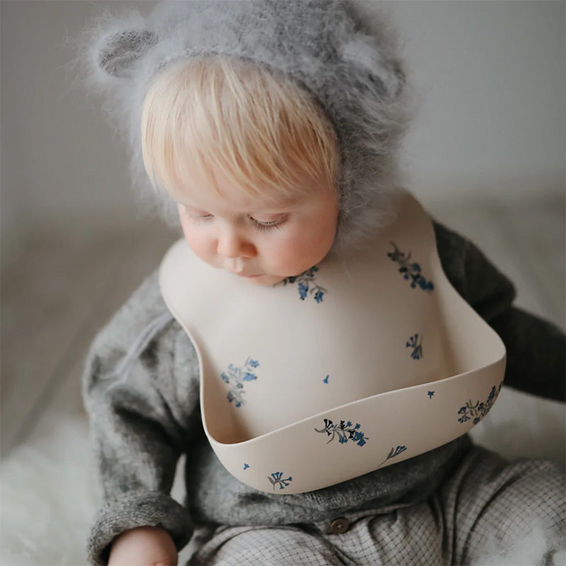 Silicone Baby Bib - Lilac Flowers