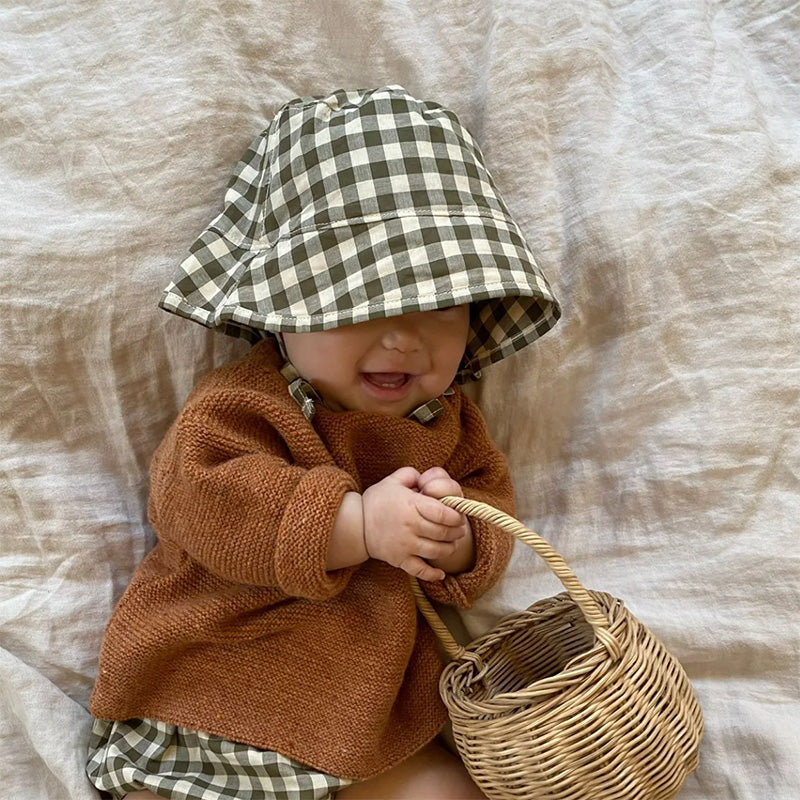 Bucket Sun Hat | Olive Gingham