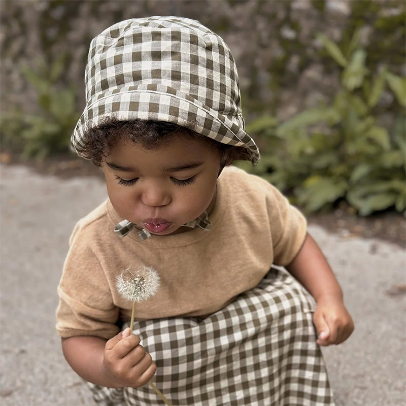 Bucket Sun Hat | Olive Gingham