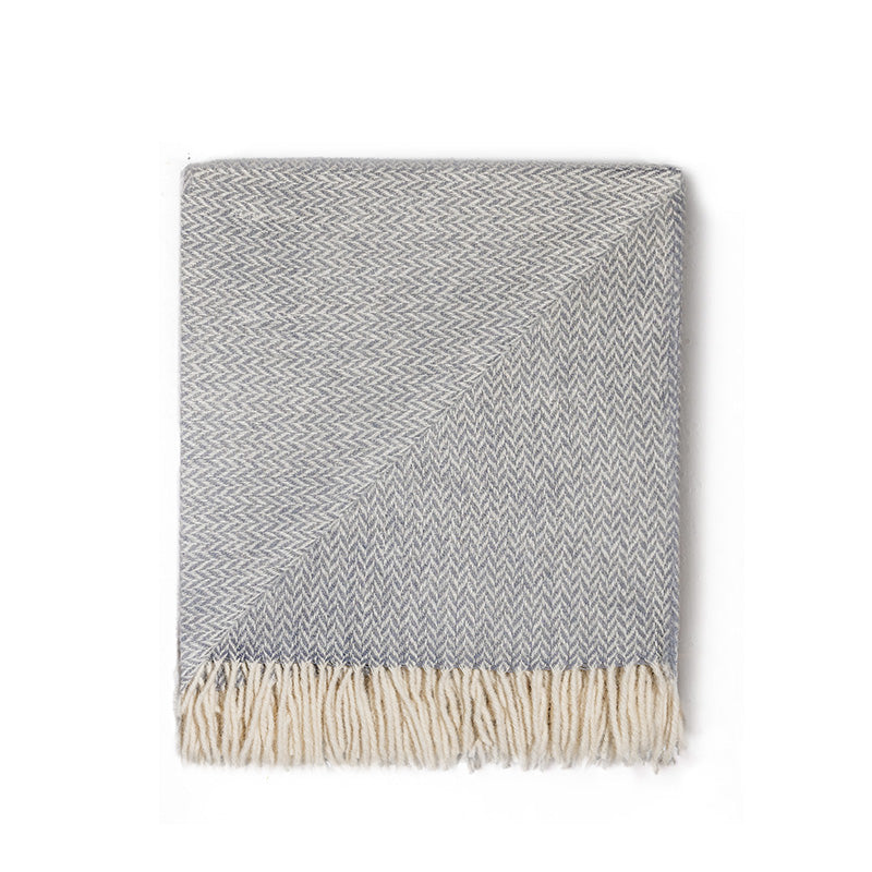 NZ Lambs Wool Throw | Gully Grey Chevron