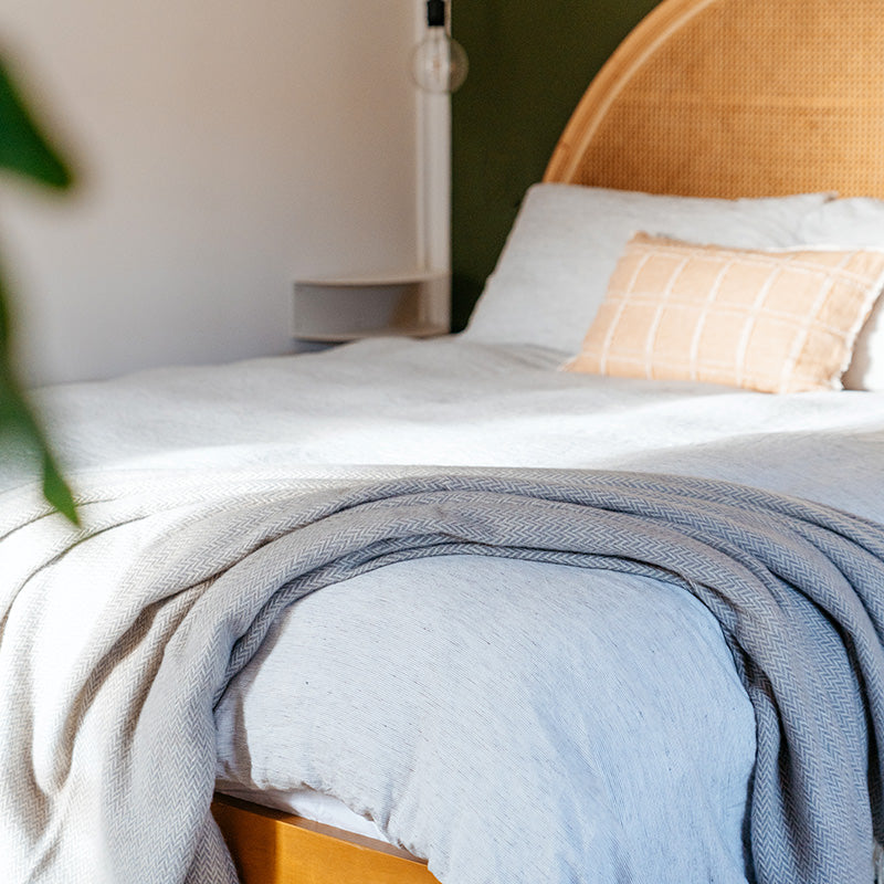 NZ Lambs Wool Throw | Gully Grey Chevron