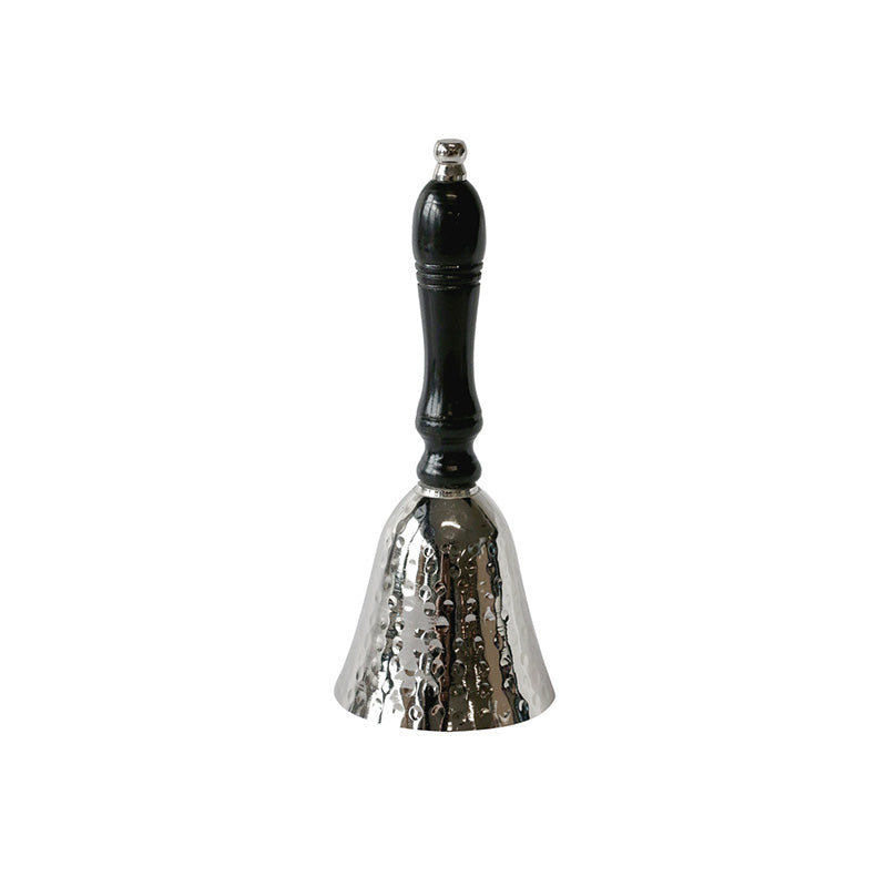 Nickel finish bell with black wooden handle