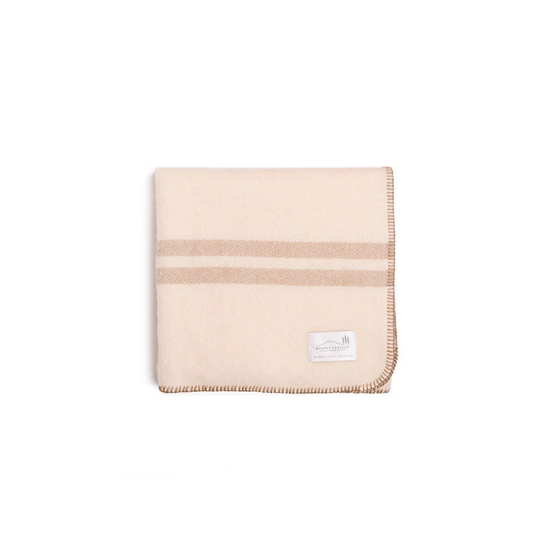 NZ Lambs Wool Blanket | Batley's Beige Trim
