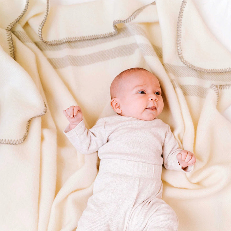 NZ Lambs Wool Blanket | Batley's Beige Trim