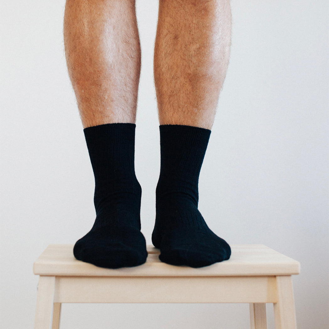 Mens Merino Wool Socks | Black Ribbed