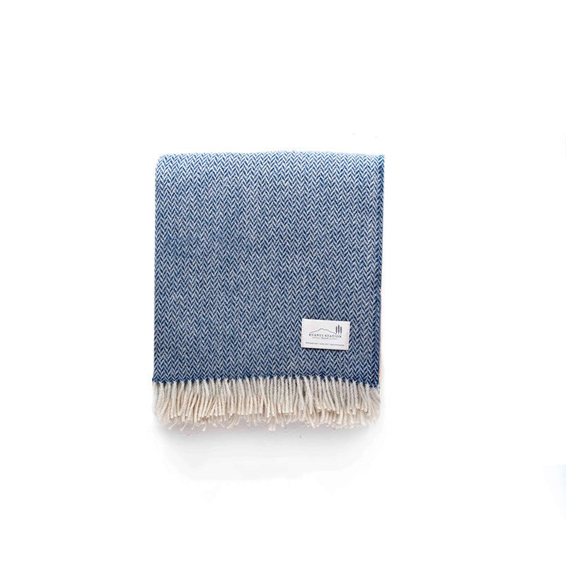 NZ Lambs Wool Throw | Blue Cliffs Chevron