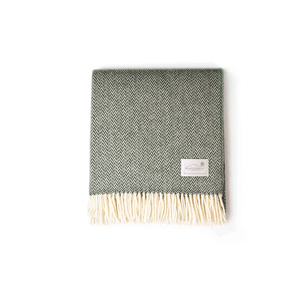 NZ Lambs Wool Throw | Goss Green Chevron