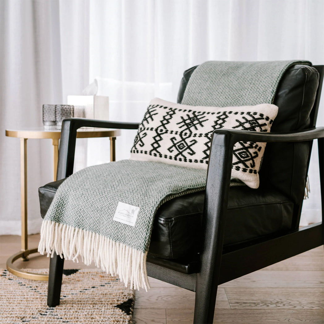 NZ Lambs Wool Throw | Goss Green Chevron
