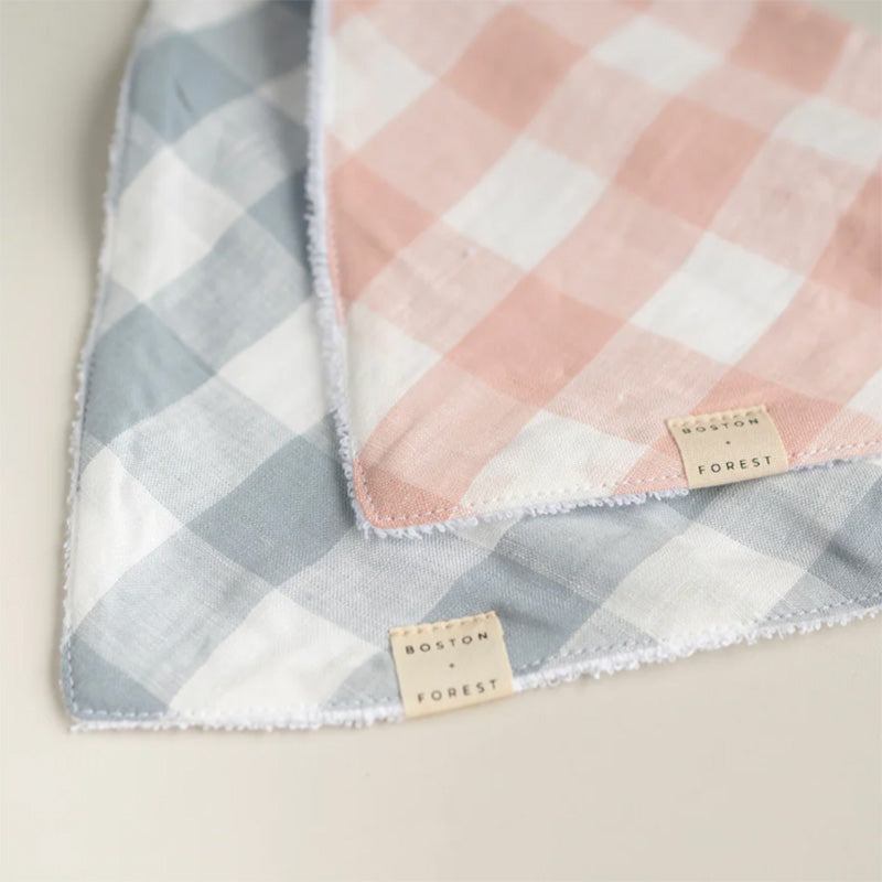 Linen/Towelling Dribble bib - Ballet Gingham