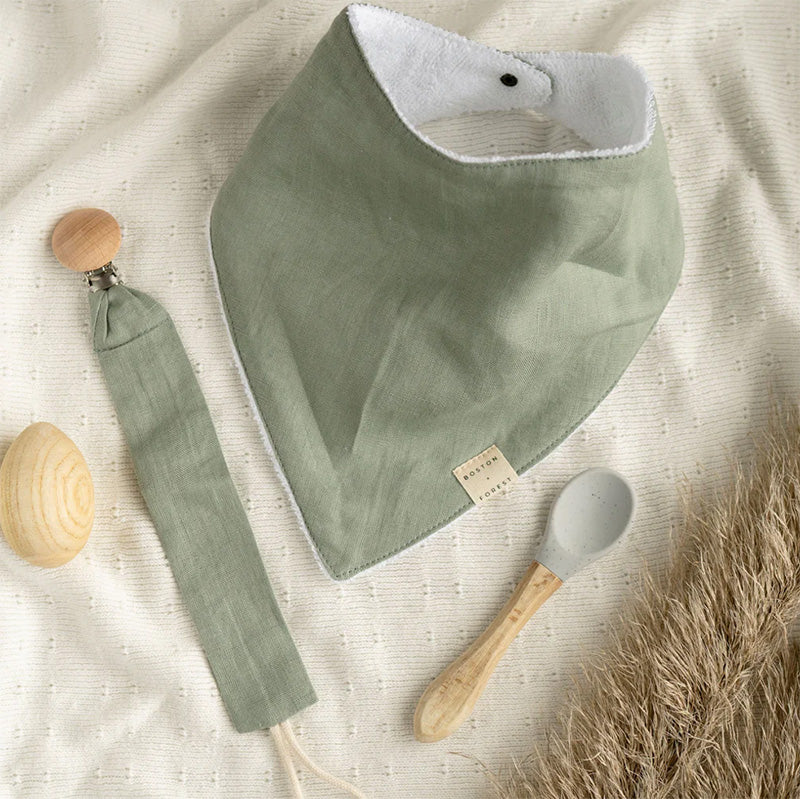Linen/Towelling Dribble bib - Sage