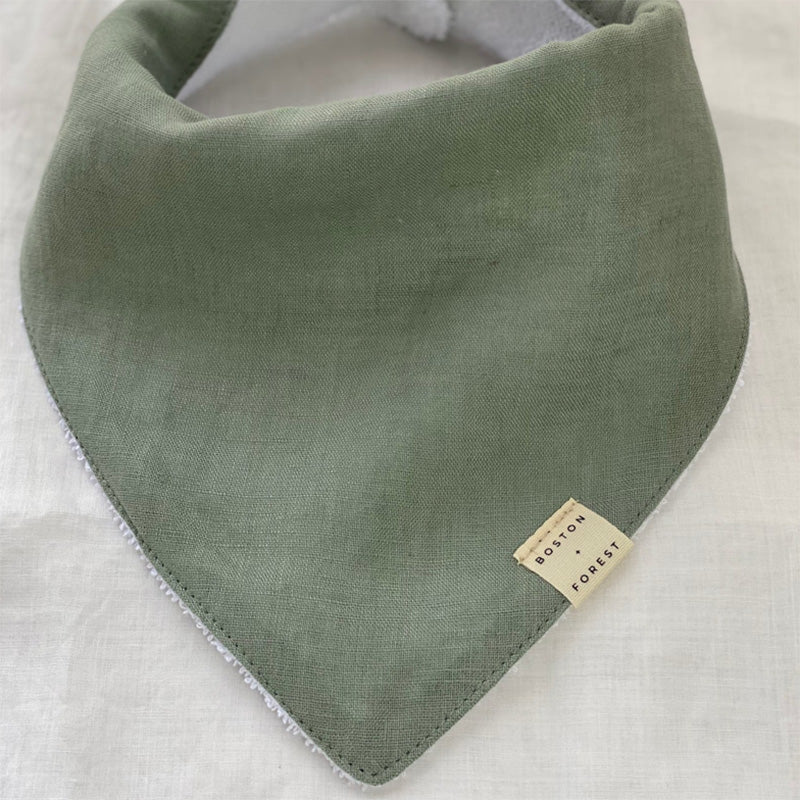 Linen/Towelling Dribble bib - Sage