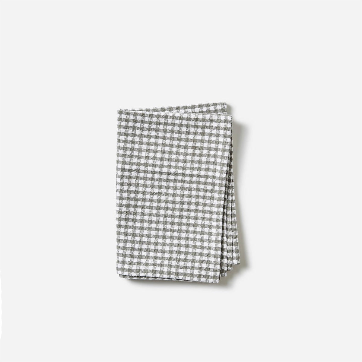 Gingham Washed Cotton Tea Towel - Grey