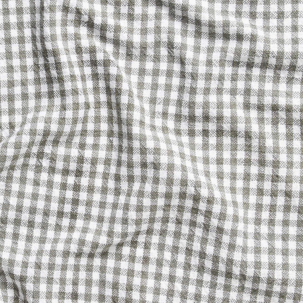 Gingham Washed Cotton Tea Towel - Grey