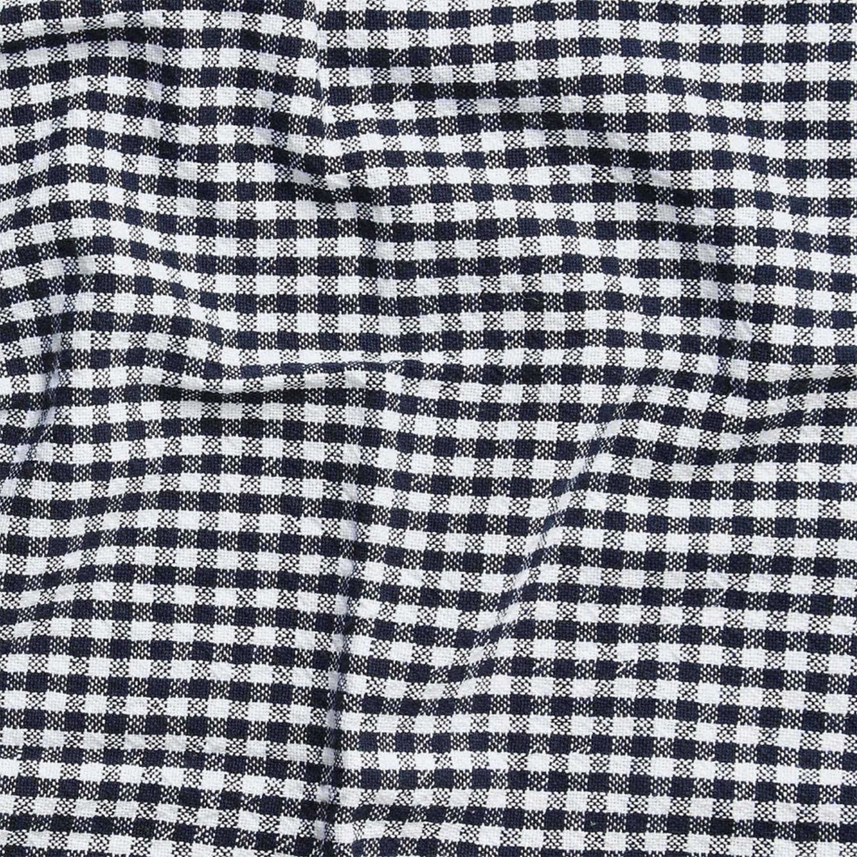 Gingham Washed Cotton Tea Towel - Navy