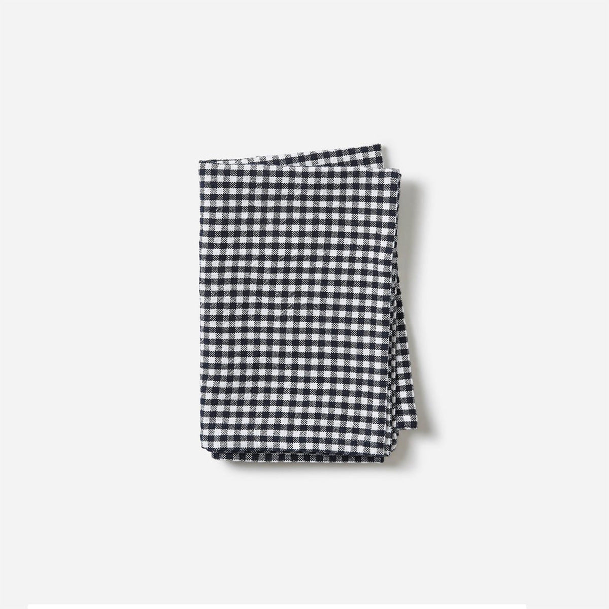 Gingham Washed Cotton Tea Towel - Navy
