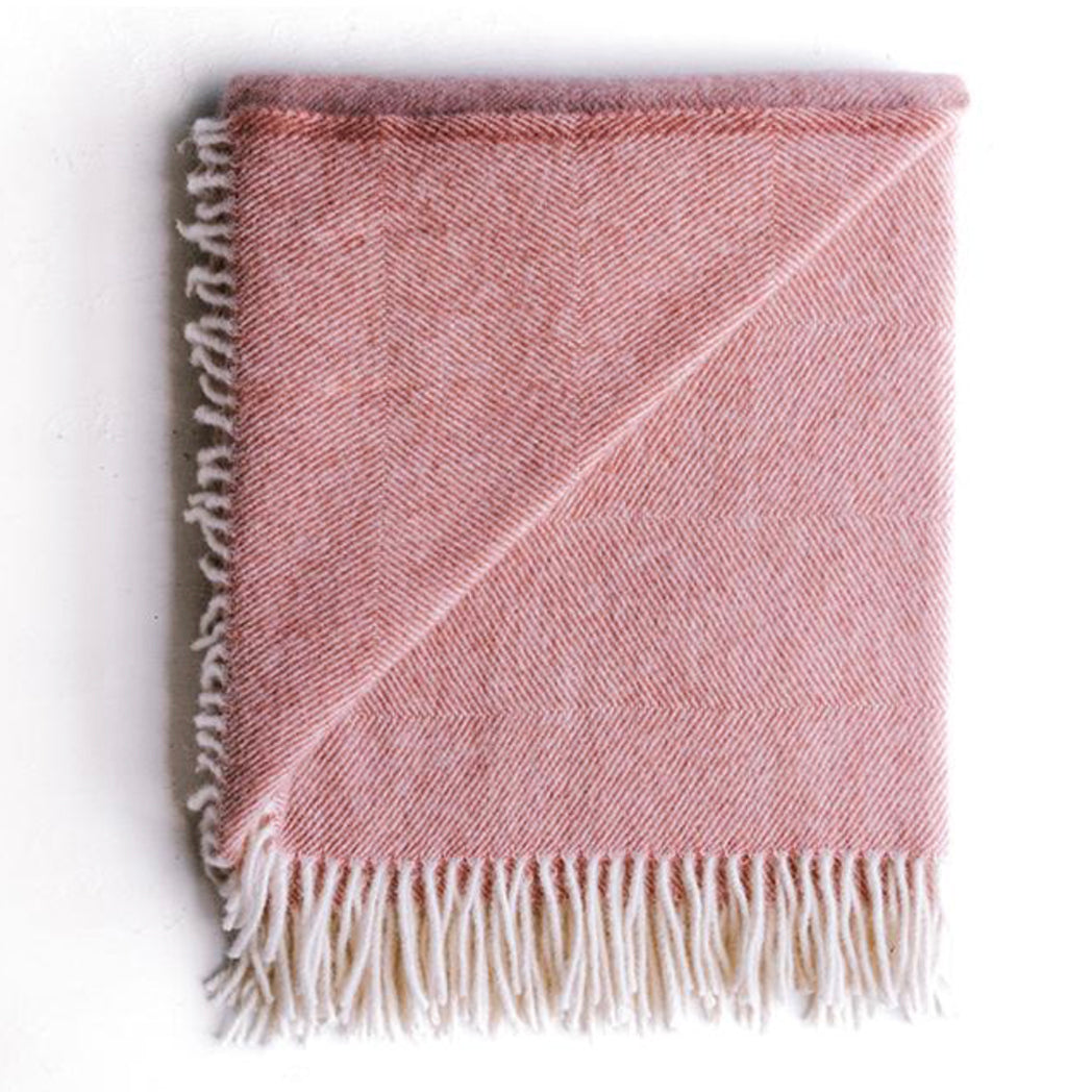 NZ Lambs Wool Throw | Pipipi Pink Herringbone