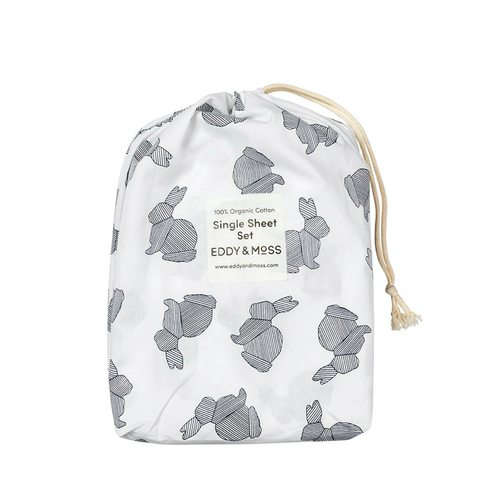 Children's Sheet Set | 100% Organic Cotton - Navy Line Bunny