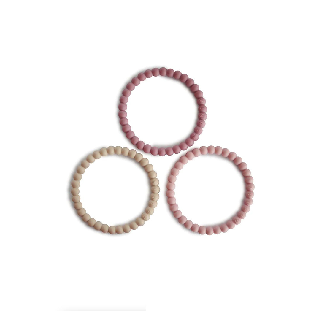 Pearl Teething Bracelet - Linen/Peony/Pink