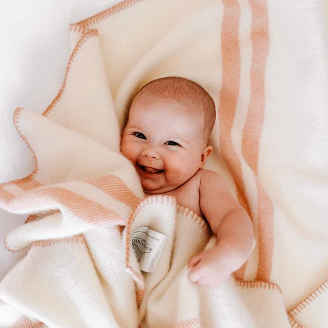 NZ Lambs Wool Blanket | Piki Pink Trim