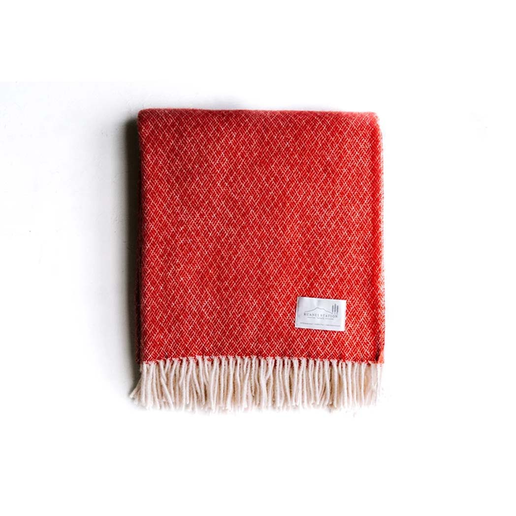 NZ Lambs Wool Throw | Rakaia Red Diamond