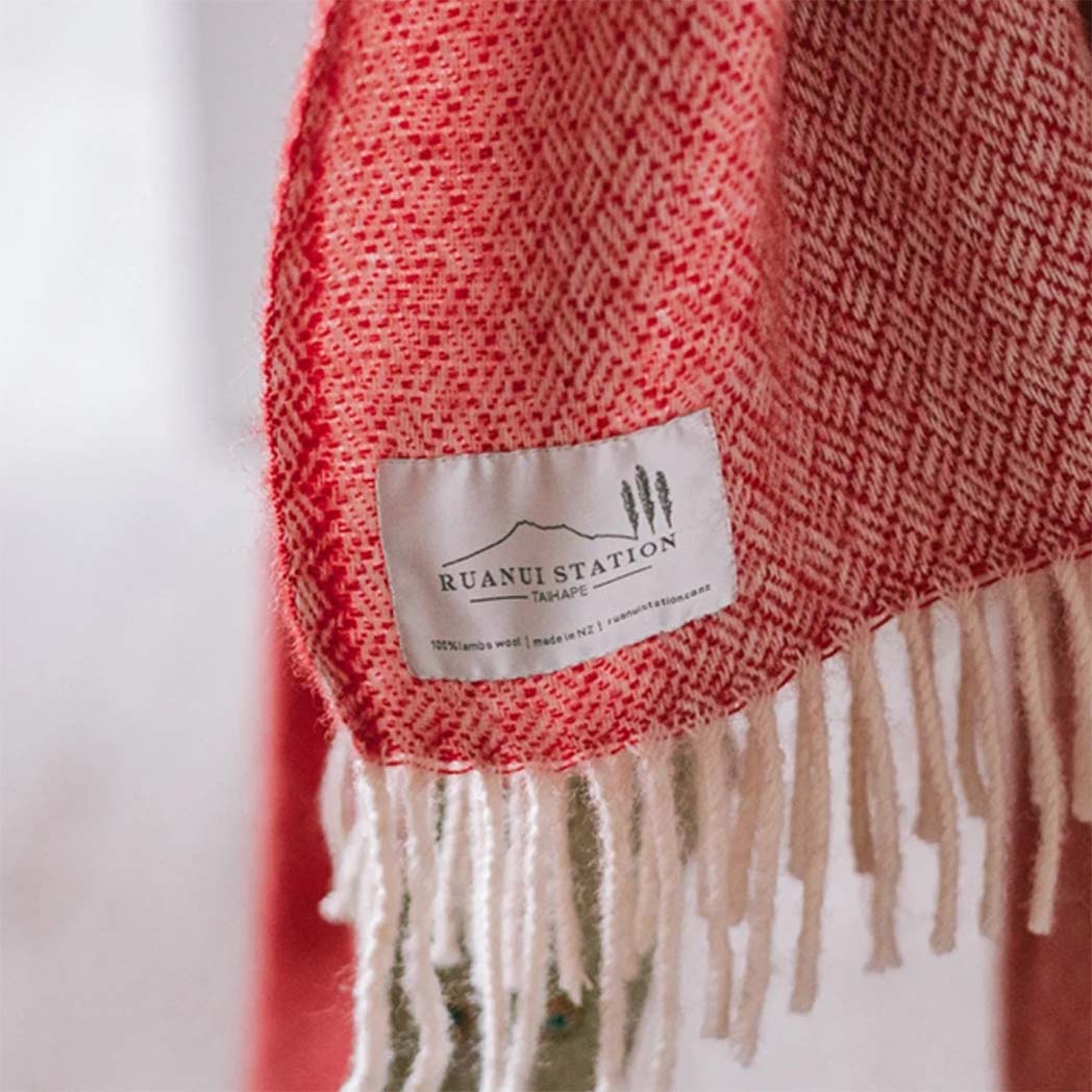 NZ Lambs Wool Throw | Rakaia Red Diamond