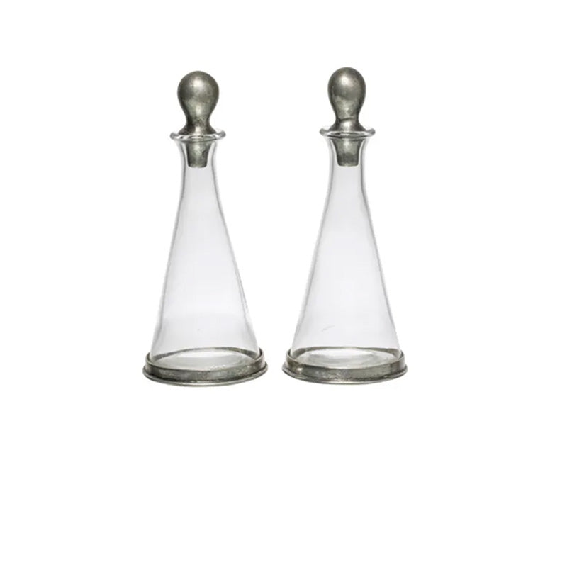 Cone Shape Oil & Vinegar w Pewter base - set of 2