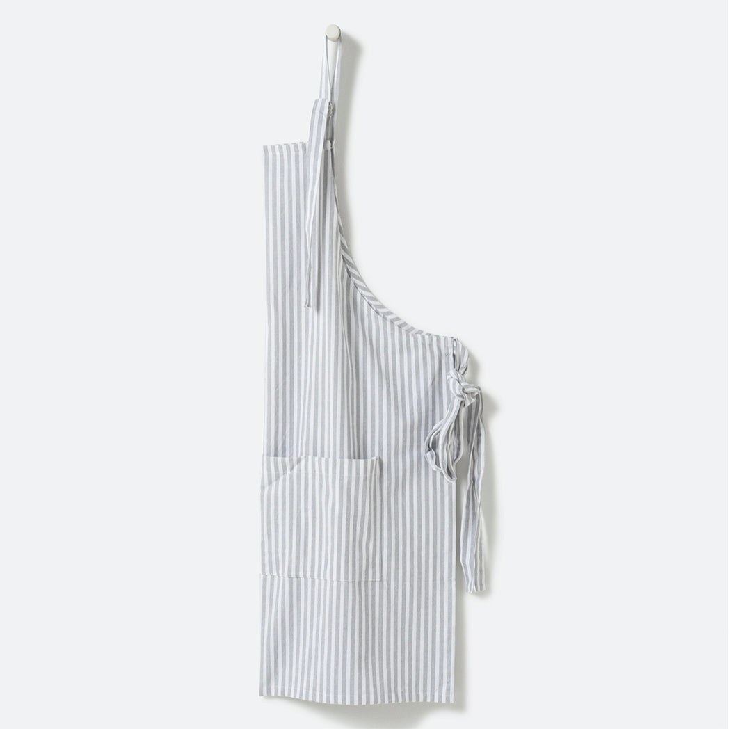 100% Cotton Apron | Grey + White Stripe
