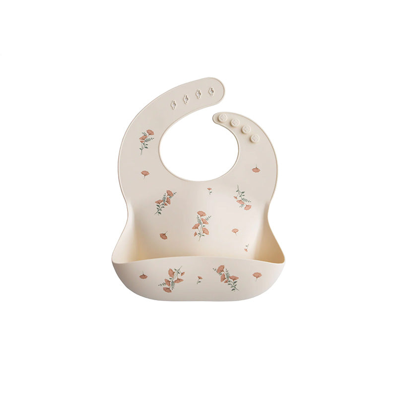 Silicone Baby Bib - Pink Flowers