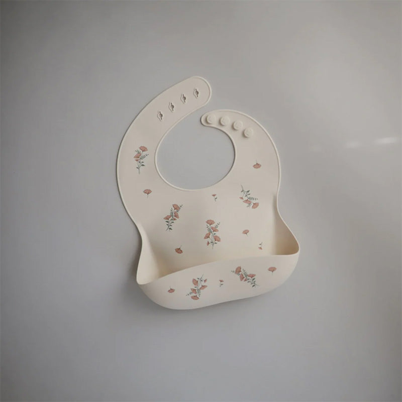 Silicone Baby Bib - Pink Flowers