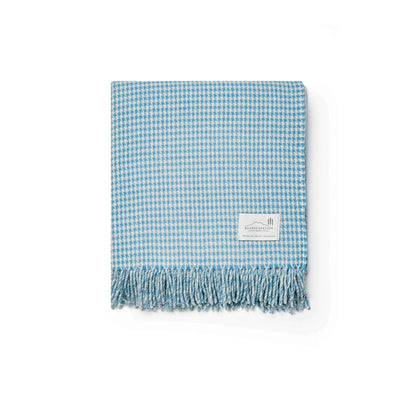 NZ Lambs Wool Throw | Bremners Blue Houndstooth Weave