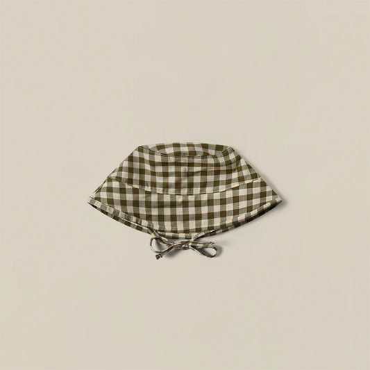 Bucket Sun Hat | Olive Gingham