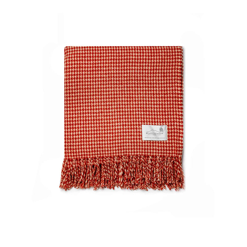 NZ Lambs Wool Throw | Meiti Melon Houndstooth Weave