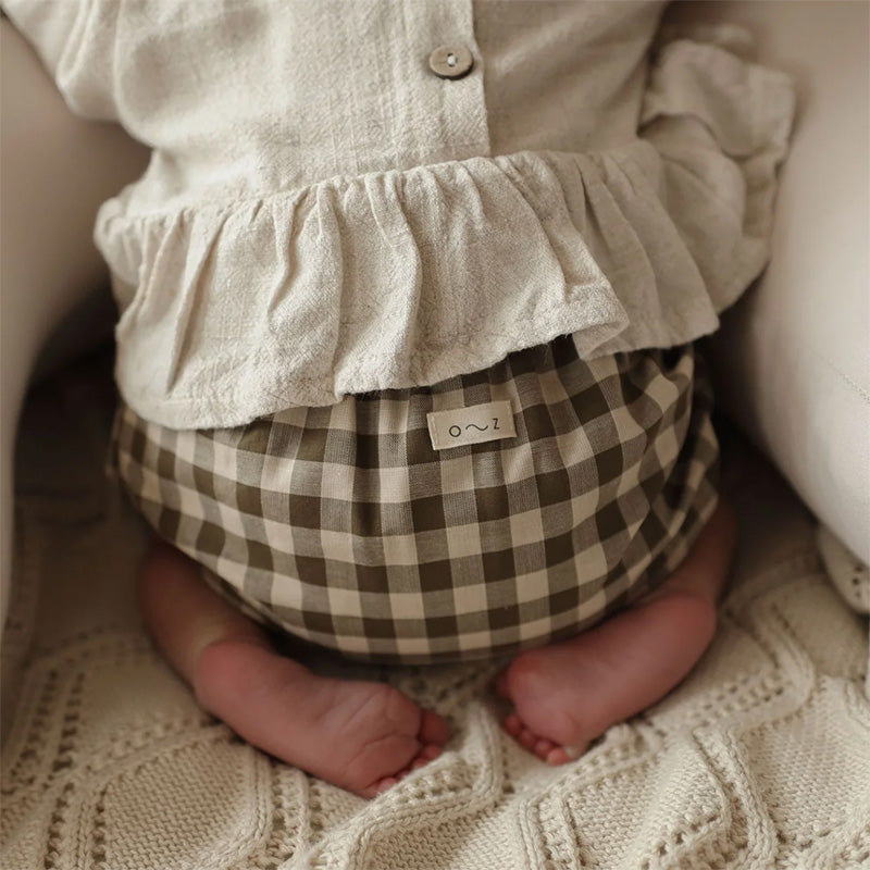 Shortie Bloomers | Olive Gingham