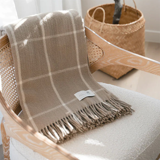 NZ Lambs Wool Throw | Totaras Tussock Check Weave