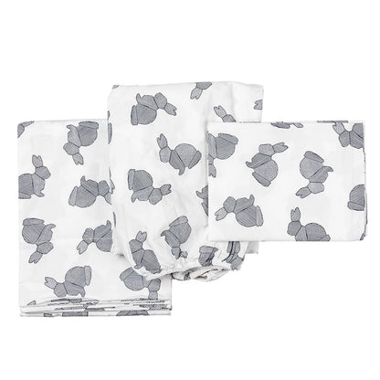 Children's Sheet Set | 100% Organic Cotton - Navy Line Bunny