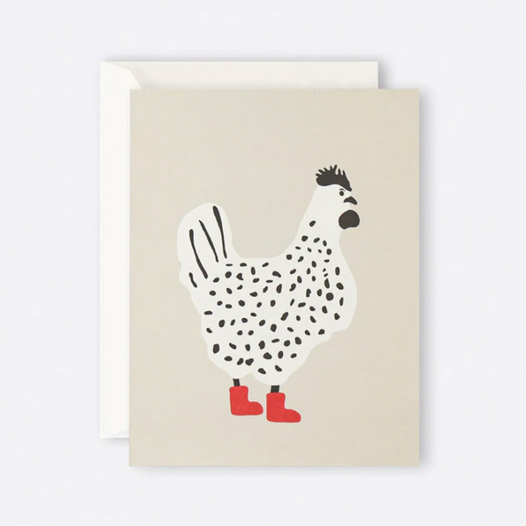 Rooster Red Boots | Greeting Card