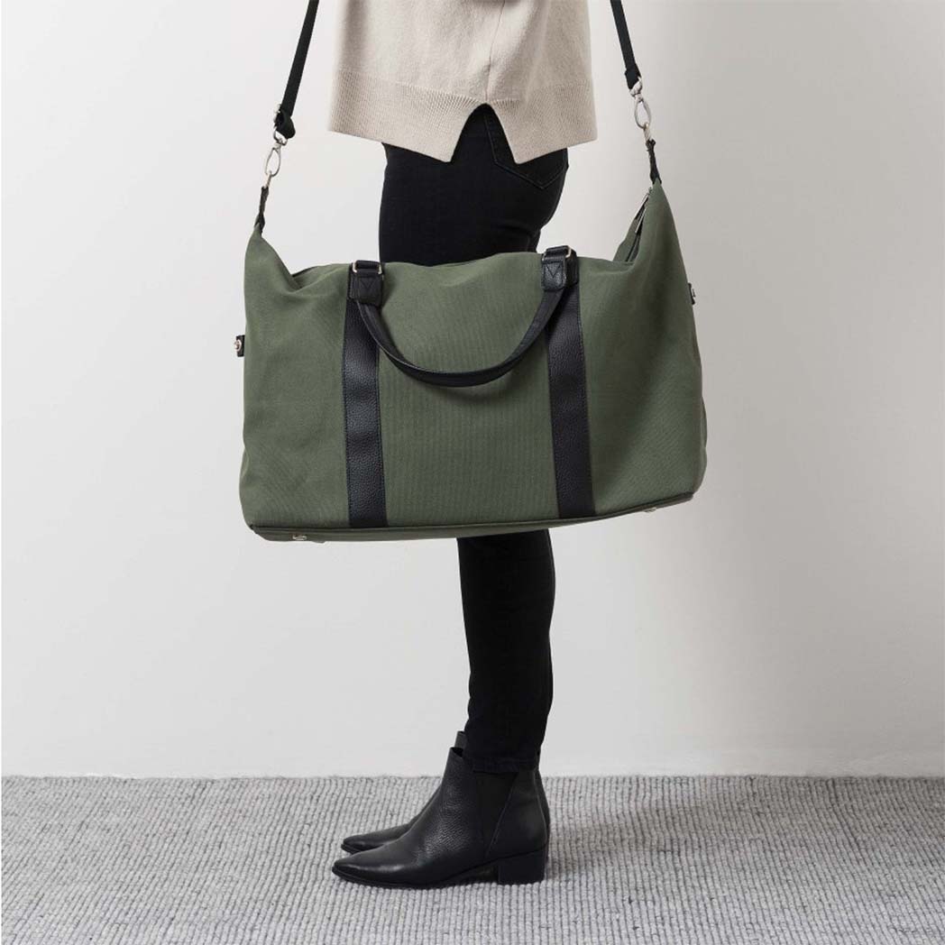 Canvas Weekender Bag w/ Black Handles | Olive
