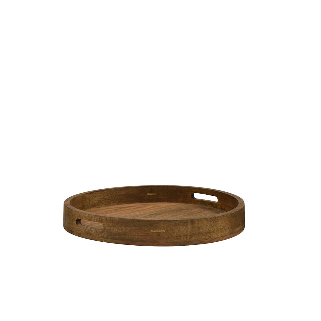 Wooden Round Tray w/ Handles